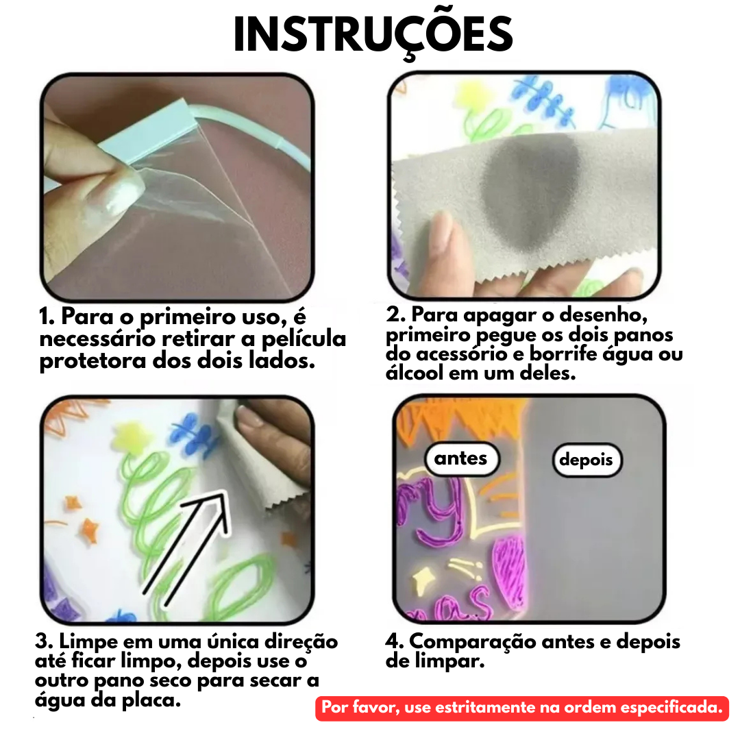 Instruções de uso do Luminart - 4 passos ilustrados